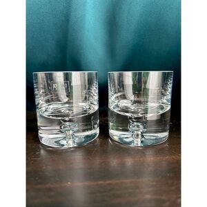 Krosno Poland Controlled Bubble Base Old Fashioned Whiskey Shot Crystal Glasses